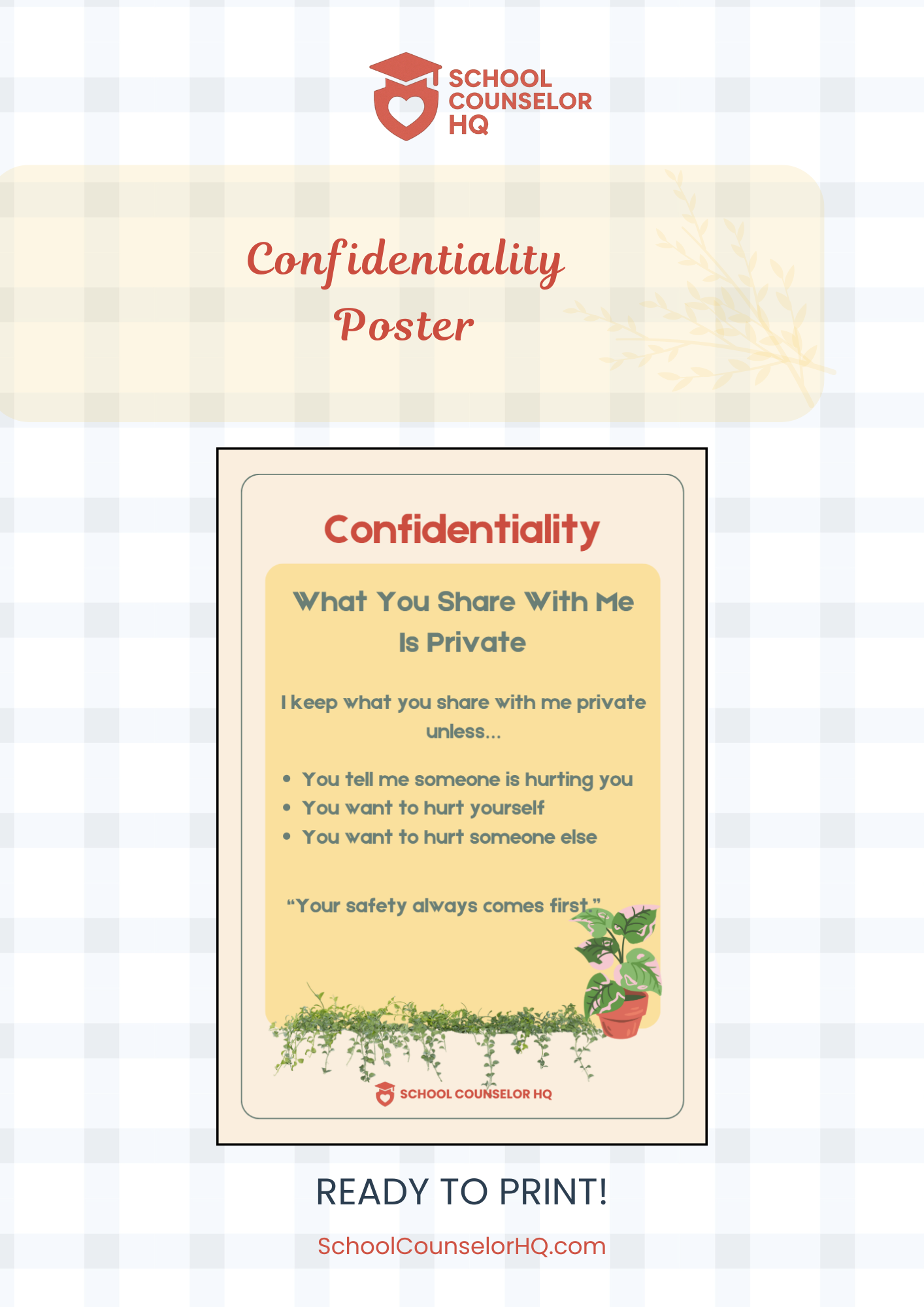 Confidentiality Poster by School Counselor HQ