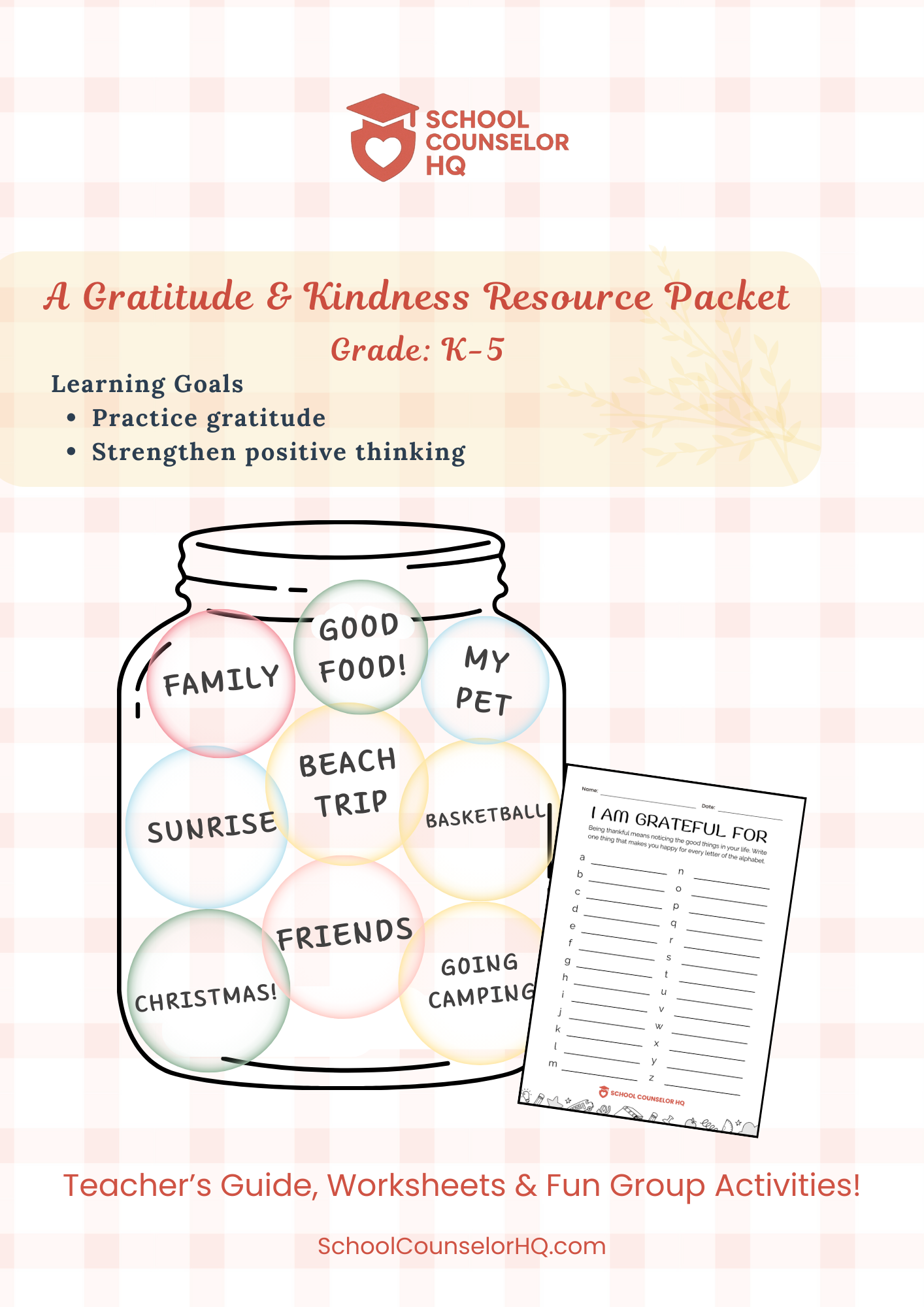 Thankful Hearts – Gratitude Jar by School Counselor HQ